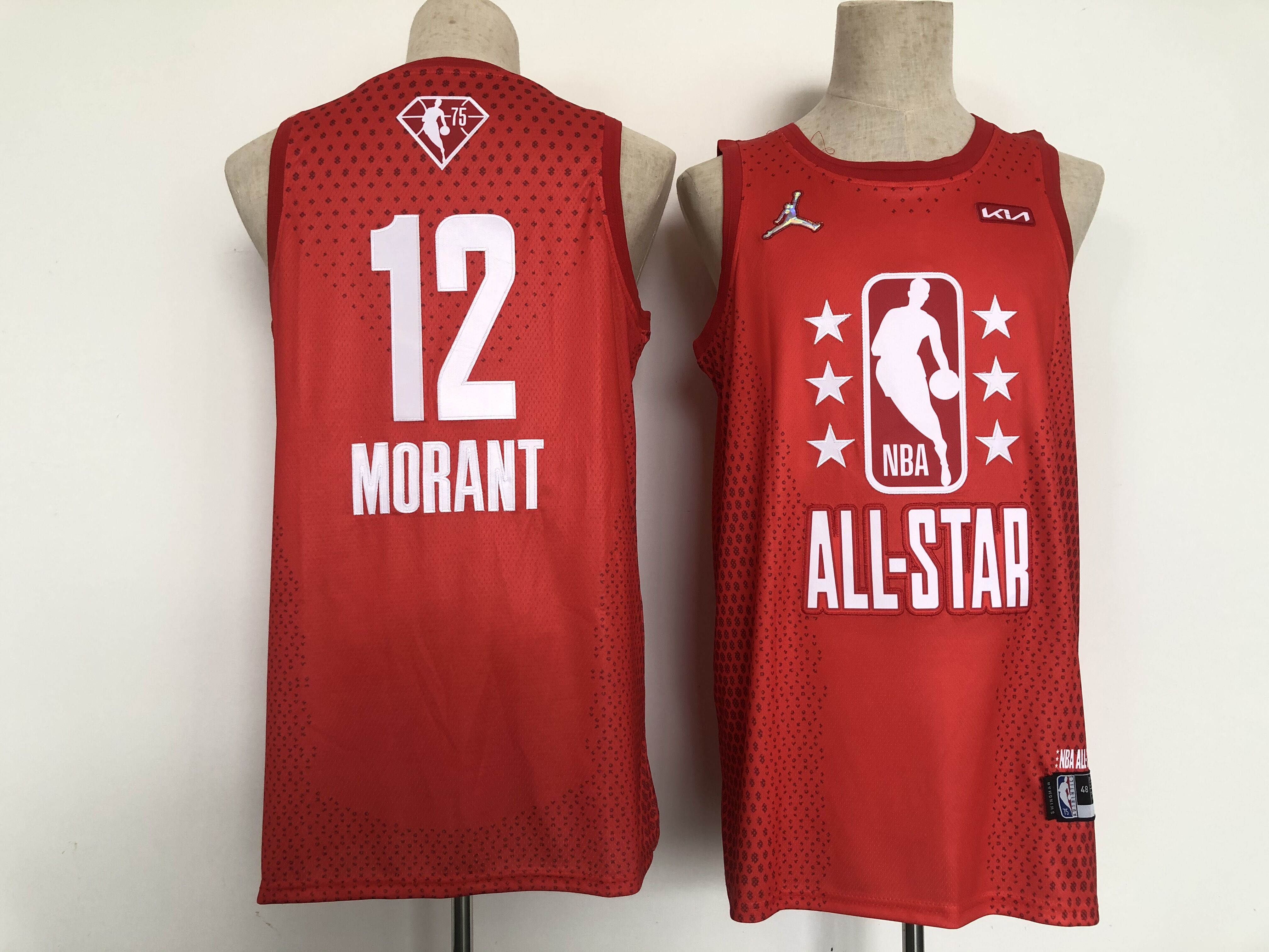 Men Memphis Grizzlies 12 Morant Red 2022 All Star NBA Jersey